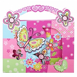 Блокнот  13*18см на замке обложка с рисунком с блестками в подарочной упаковке в форме сумочки