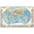 Карта мира полит. с флагами 1:30М лам. (в картон. тубусе)