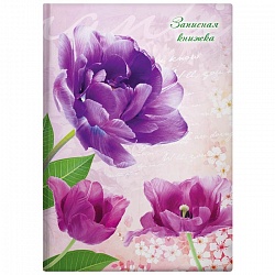 книжка  записная  а5  80л лиловые тюльпаны обложка ламинированная