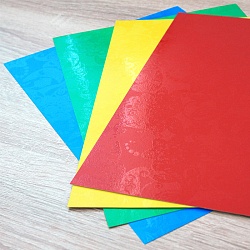 картон   цветной с глянцевым узором  а4 4л. 4цв. "узор на красном"