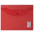 Папка-конверт на кнопке А5 "Brauberg" прозрачная красная 180мкм