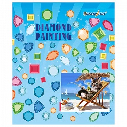 алмазная  мозаика 25*30см "darvish" кот на пляже
