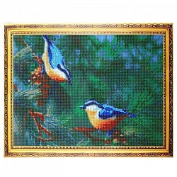 алмазная  мозаика (живопись) "darvish" 40*50см  птицы на сосновой ветке