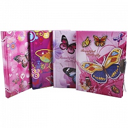 Блокнот  11,5*14,5см 56 листов с замком обложка с рисунком "бабочки"