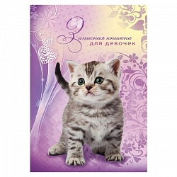 книжка  записная для девочек а5 80л любимый котенок с блестками